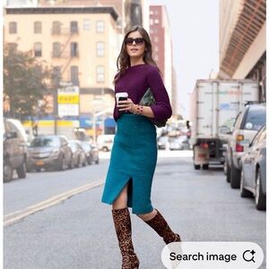 Vintage turquoise suede pencil skirt